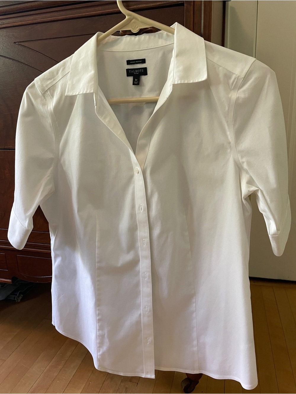 Talbots White Short-Sleeve Button Front Blouse